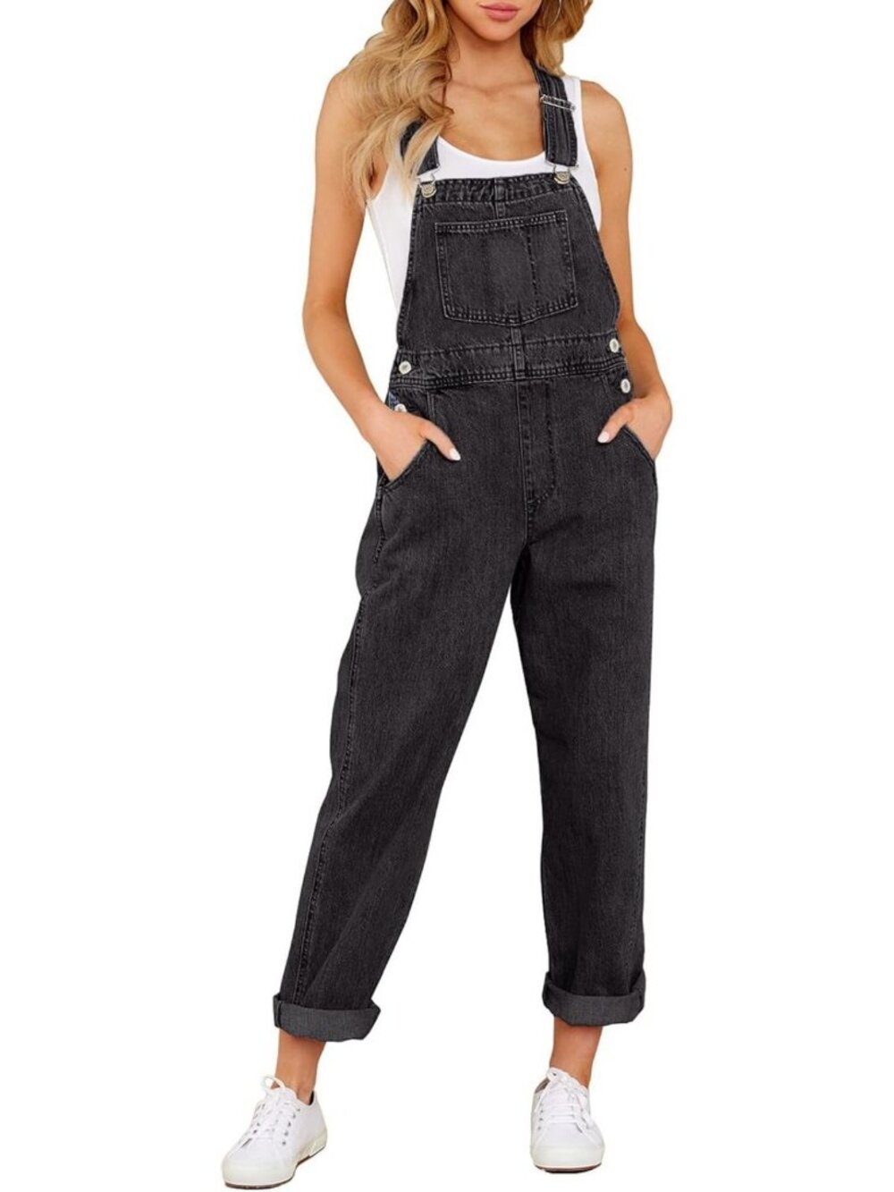 Stylish Loose Fit Denim Overalls for Women | Stretchy Bib Jumpsuit Pants